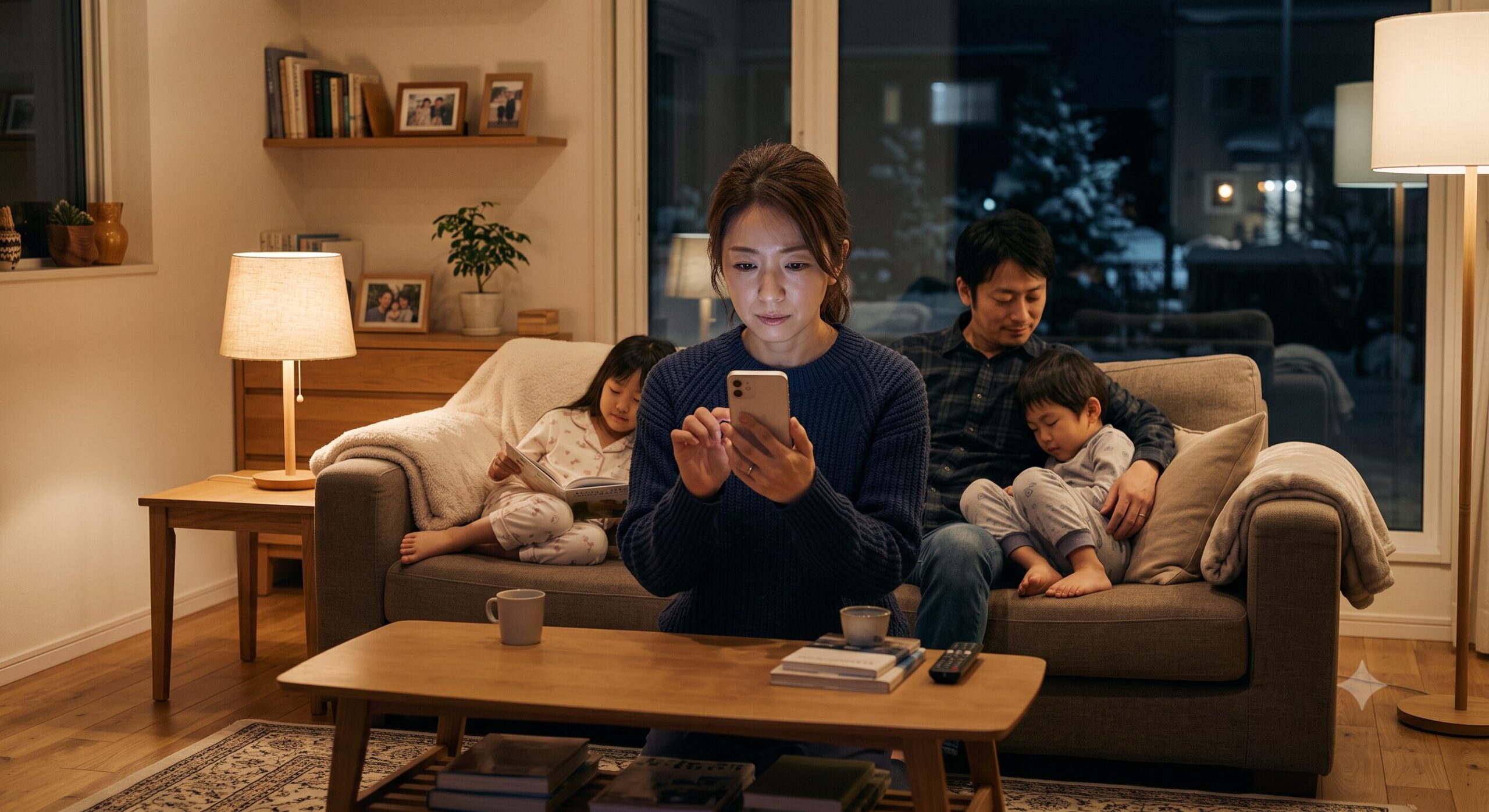 スマホで害獣駆除業者を検索する日本人女性のイメージ