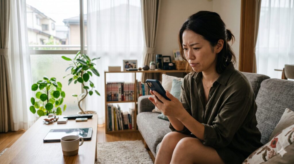 スマートフォンでペストコントロの口コミ・評判を確認している様子